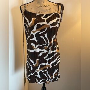 Faded Glory Brown and White Animal-Print Tie-Strap Tank